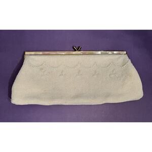 Vintage White Beaded Purse Bag John Wind Imports Bag by Debbie Made in Japan